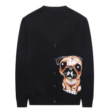 Load image into Gallery viewer, #1506 Winter 2019 Knit Cardigan Swetaer Men Cartoon Embroidery V Neck Korean Fashion Black Long Sleeve Button Mens Sweaters Slim