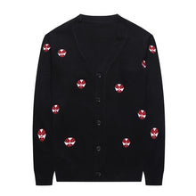 Load image into Gallery viewer, #1506 Winter 2019 Knit Cardigan Swetaer Men Cartoon Embroidery V Neck Korean Fashion Black Long Sleeve Button Mens Sweaters Slim