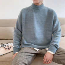 Load image into Gallery viewer, 2019 Men's Solid Color Casual Pullover Thick Velvet Coats Half High Collar Cashmere Knitting Male Woolen 4 Color Sweater M-2XL